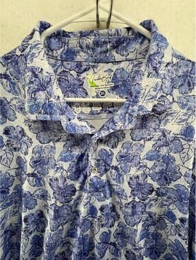 Tailor Byrd Golf Performance Polo Floral Mens 3XL Colorful Blue White